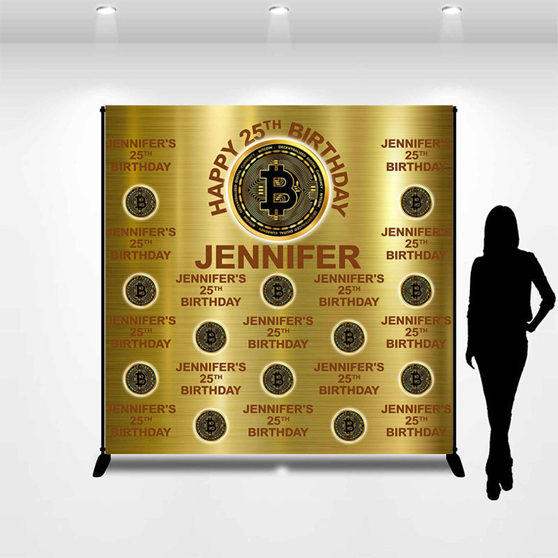 Lofaris Coin Gold Metal Texture Custom 25th Birthday Backdrop