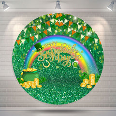 Lofaris Coins Hat Rainbow St Patricks Day Round Backdrop