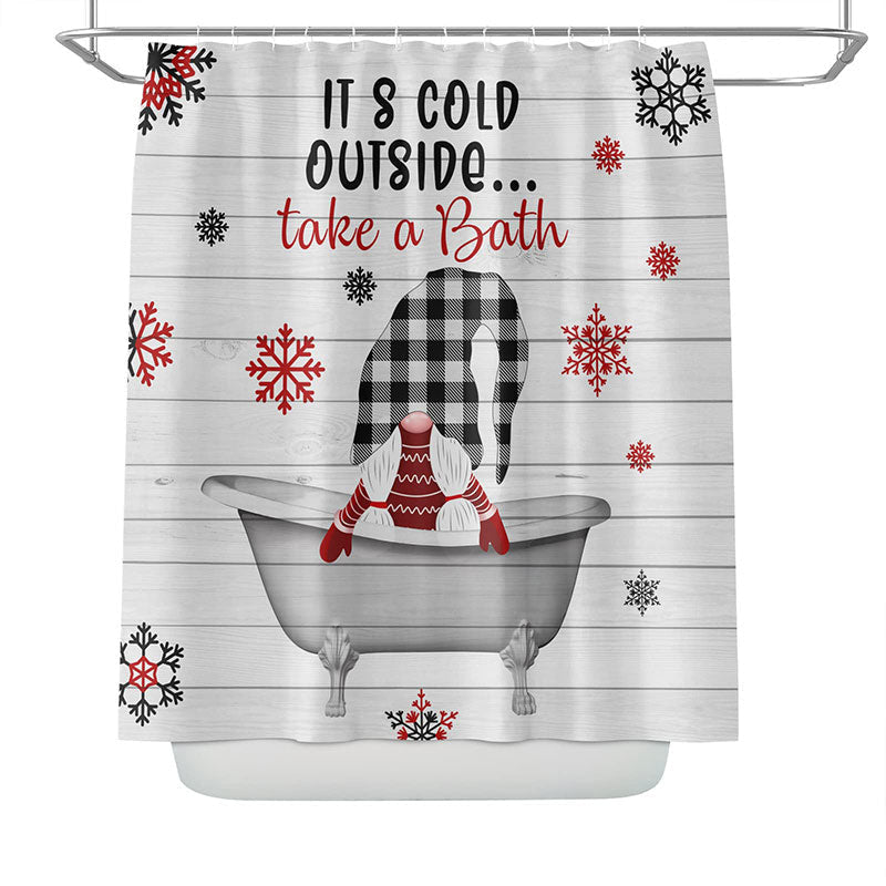 Lofaris Cold Outside Snowflake Wood Bathroom Shower Curtain
