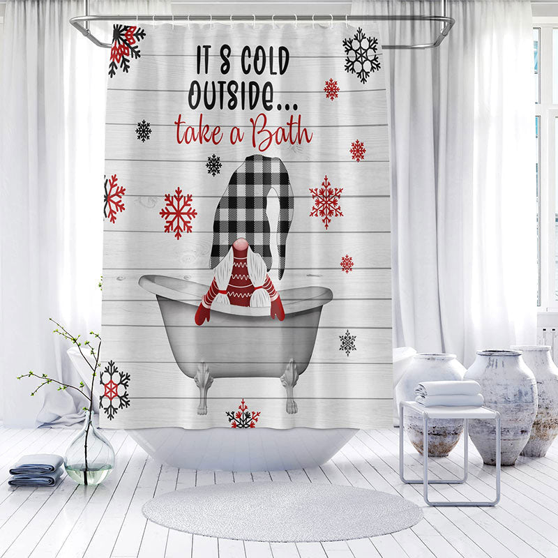 Lofaris Cold Outside Snowflake Wood Bathroom Shower Curtain
