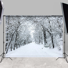 Lofaris Cold Snowy And Mysterious Highway White Winter Backdrop