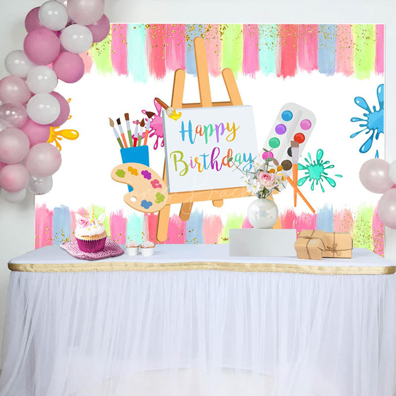 Lofaris Color Brush Artboard Birthday Backdrop for Kids