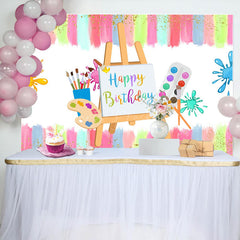 Lofaris Color Brush Artboard Birthday Backdrop for Kids