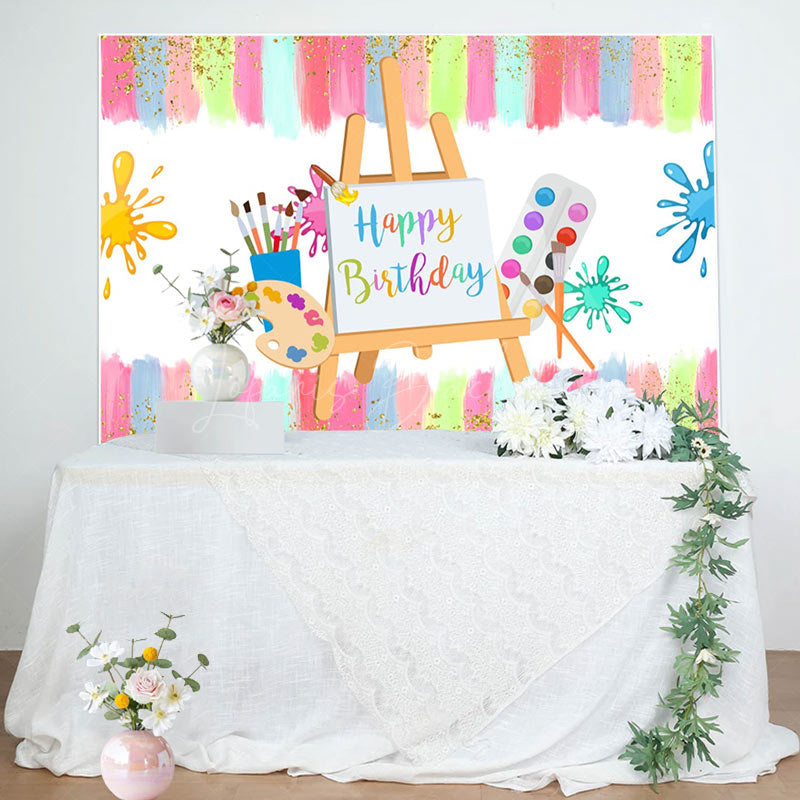 Lofaris Color Brush Artboard Birthday Backdrop for Kids
