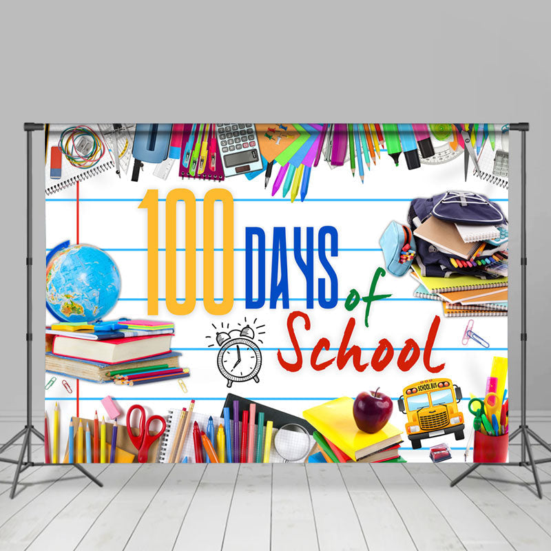 Lofaris Colored Pens Book 100Days Back To School Backdrop