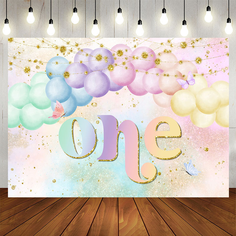 Lofaris Colored Sparkle Gold Balloon 1st Birthday Backdrop