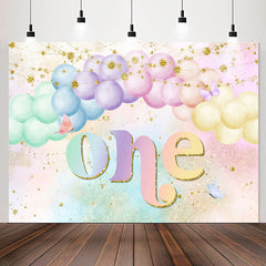 Lofaris Colored Sparkle Gold Balloon 1st Birthday Backdrop