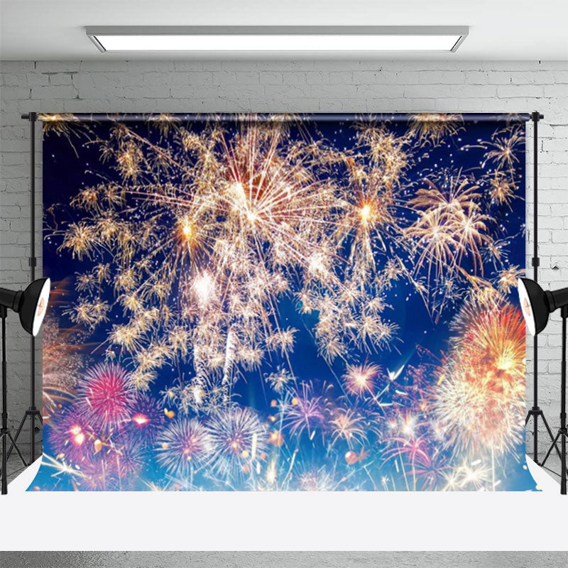 Lofaris Colored Sparkle Night Sky Happy New Year Backdrop