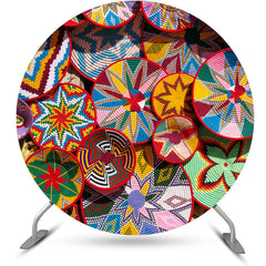 Lofaris Colored Traditional Ethiopian Pattern Round Backdrop