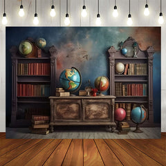 Lofaris Colored Wall Bookcase Globe Retro Birthday Backdrop