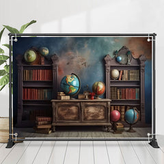 Lofaris Colored Wall Bookcase Globe Retro Birthday Backdrop