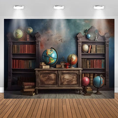Lofaris Colored Wall Bookcase Globe Retro Birthday Backdrop