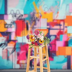 Lofaris Colorful Art Pattern Brick Graffiti Wall Backdrop