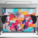 Lofaris Colorful Art Pattern Brick Graffiti Wall Backdrop