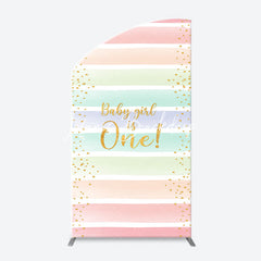 Lofaris Colorful Baby Girl Is One Arch Birthday Backdrop