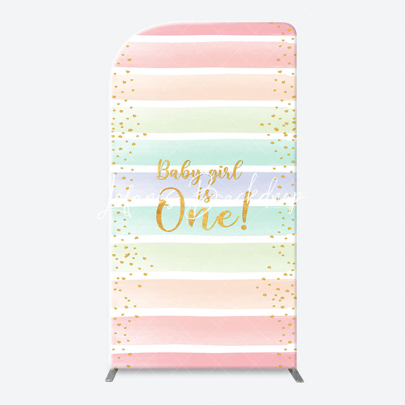 Lofaris Colorful Baby Girl Is One Arch Birthday Backdrop