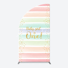 Lofaris Colorful Baby Girl Is One Arch Birthday Backdrop