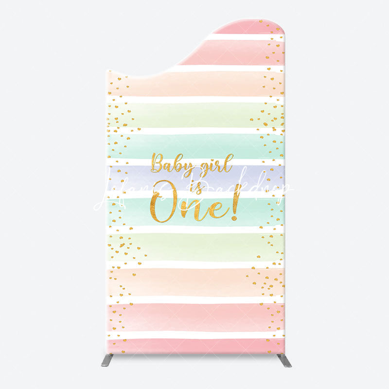 Lofaris Colorful Baby Girl Is One Arch Birthday Backdrop