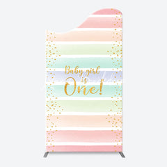 Lofaris Colorful Baby Girl Is One Arch Birthday Backdrop