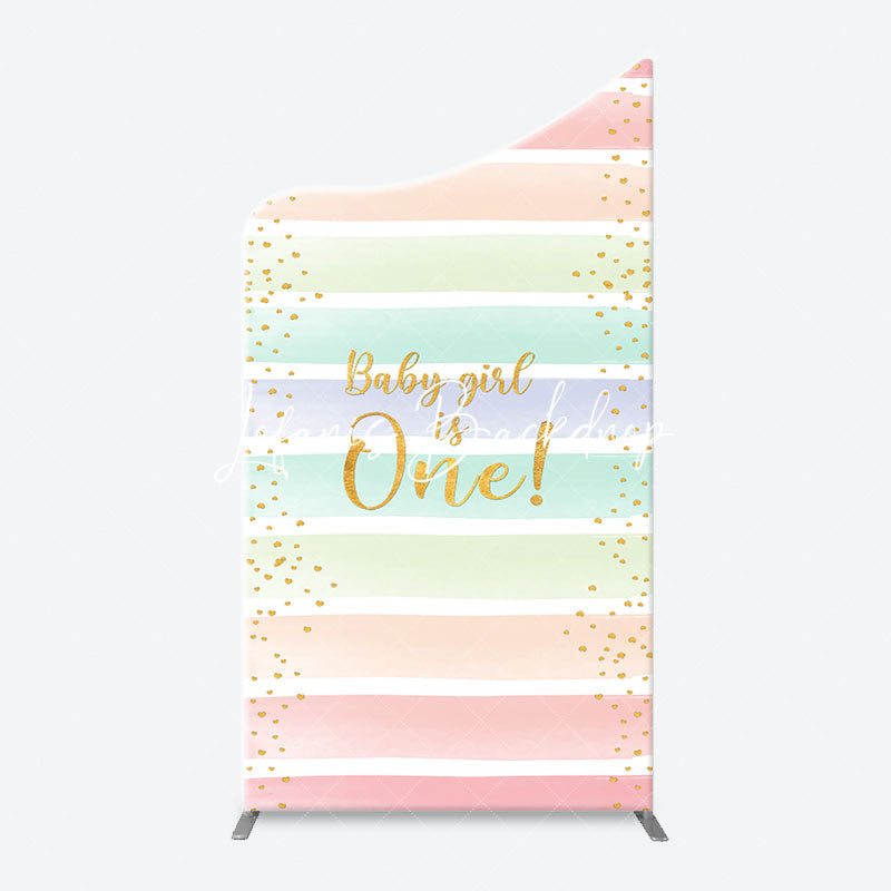 Lofaris Colorful Baby Girl Is One Arch Birthday Backdrop