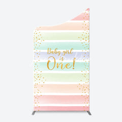 Lofaris Colorful Baby Girl Is One Arch Birthday Backdrop