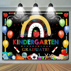 Lofaris Colorful Ballons Kindergarten Black Backdrop For Party