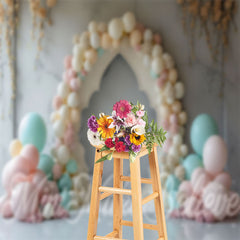 Lofaris Colorful Balloon Marble Birthday Cake Smash Backdrop