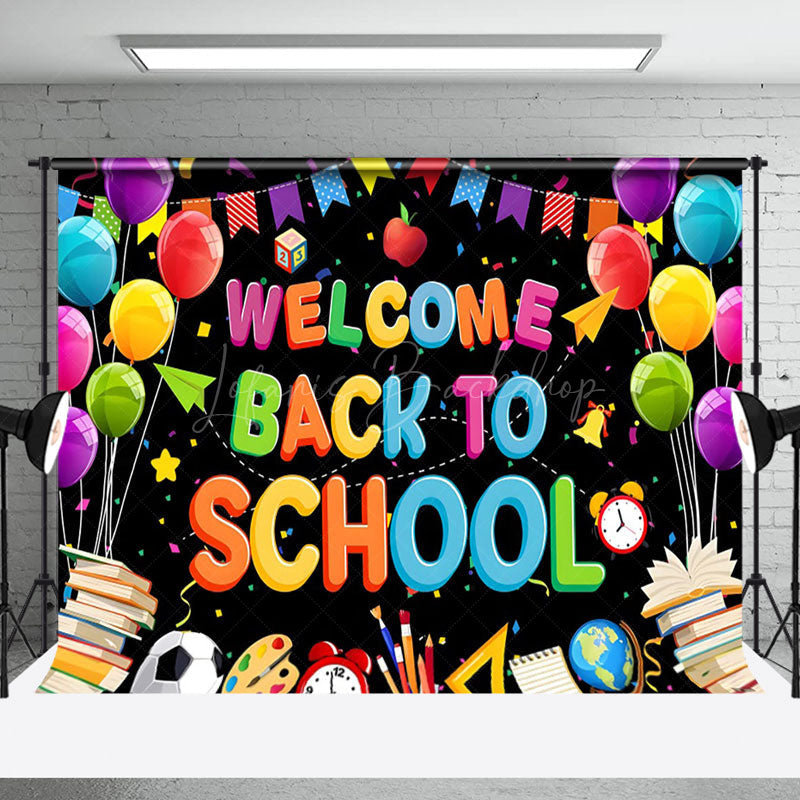 Lofaris Colorful Balloon Ribbon Books Back To School Backdrop