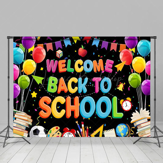 Lofaris Colorful Balloon Ribbon Books Back To School Backdrop