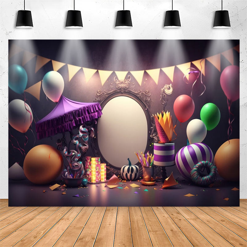 Lofaris Colorful Balloons Flags Confetti Birthday Backdrop