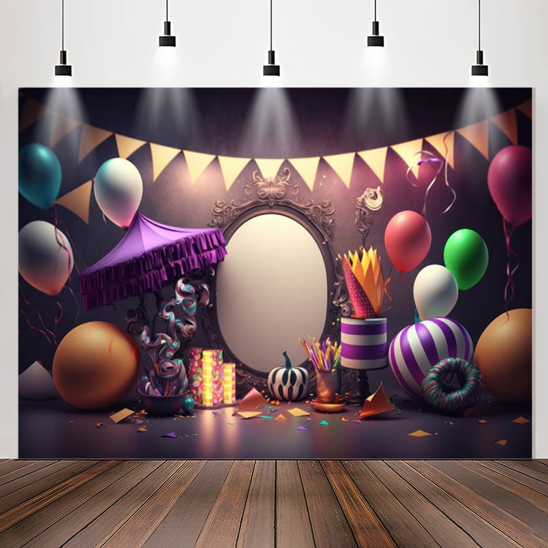 Lofaris Colorful Balloons Flags Confetti Birthday Backdrop