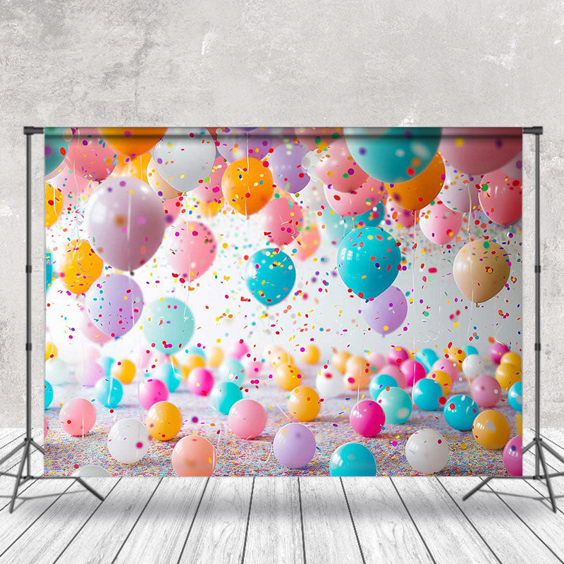 Lofaris Colorful Balloons Ribbons Bokeh Photography Backdrop