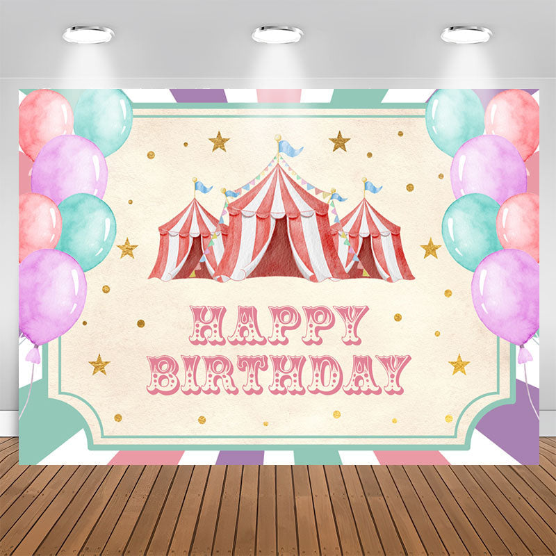 Lofaris Colorful Balloons Tents Girl Happy Birthday Backdrop