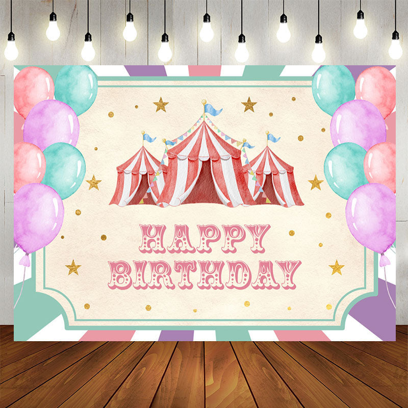 Lofaris Colorful Balloons Tents Girl Happy Birthday Backdrop