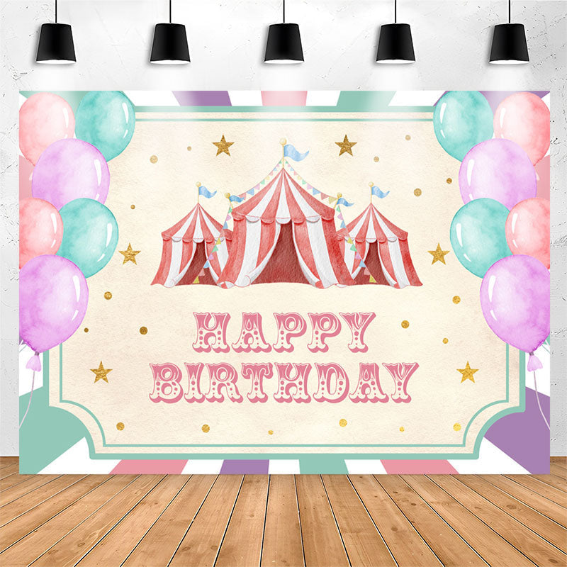 Lofaris Colorful Balloons Tents Girl Happy Birthday Backdrop