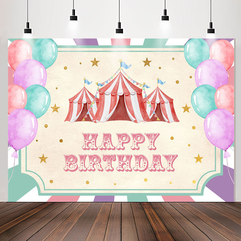 Lofaris Colorful Balloons Tents Girl Happy Birthday Backdrop