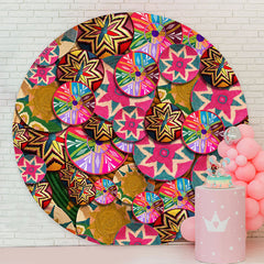 Lofaris Colorful Basket Pattern Circle Holiday Backdrop