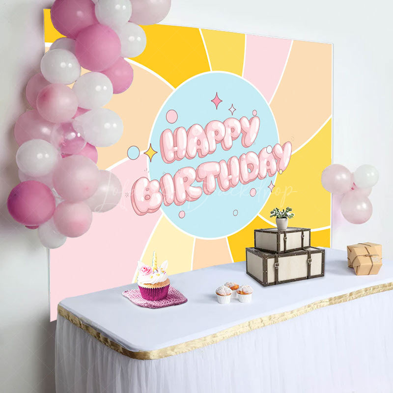 Lofaris Colorful Boho Sun Cute Pink Happy Birthday Backdrop