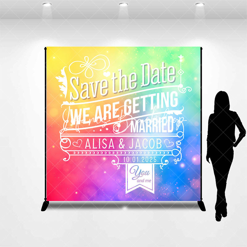 Lofaris Colorful Bokeh Save The Date Custom Wedding Backdrop