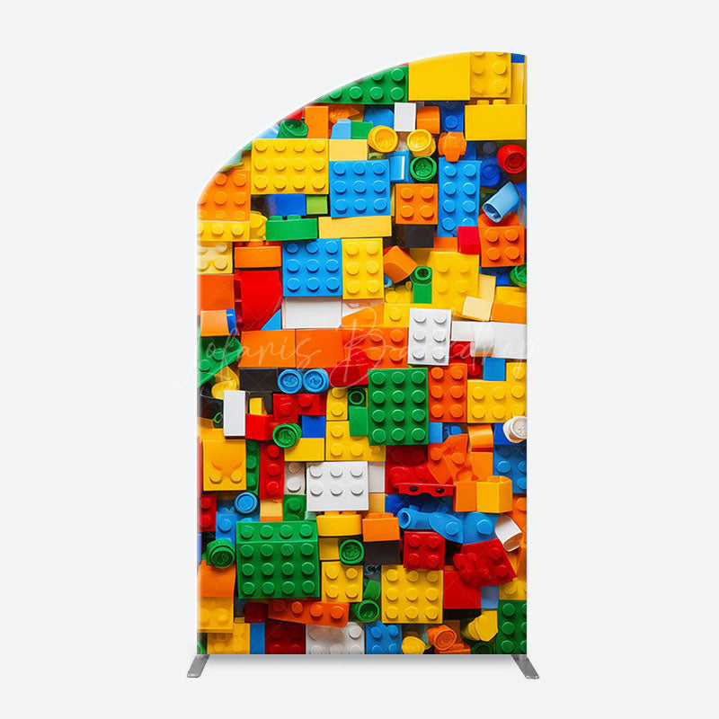 Lofaris Colorful Building Blocks Boy Arch Birthday Backdrop