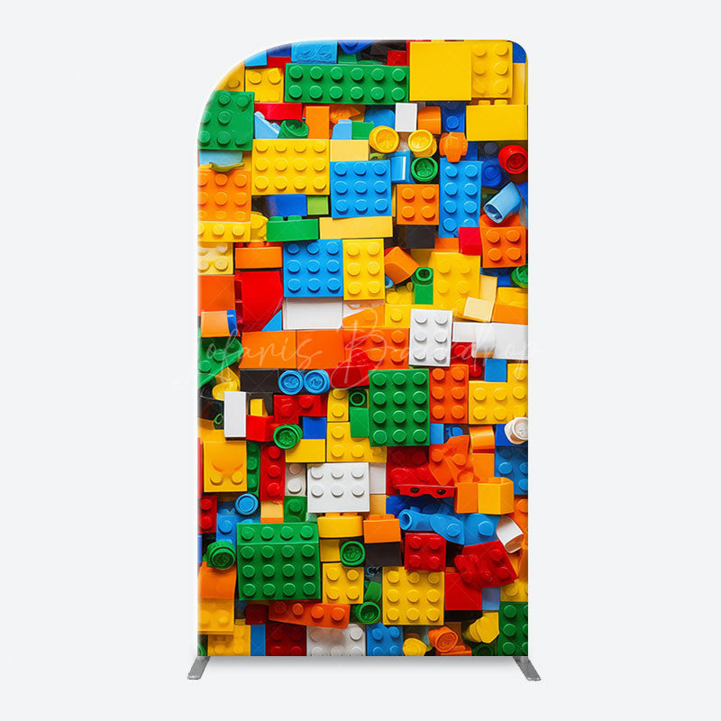 Lofaris Colorful Building Blocks Boy Arch Birthday Backdrop