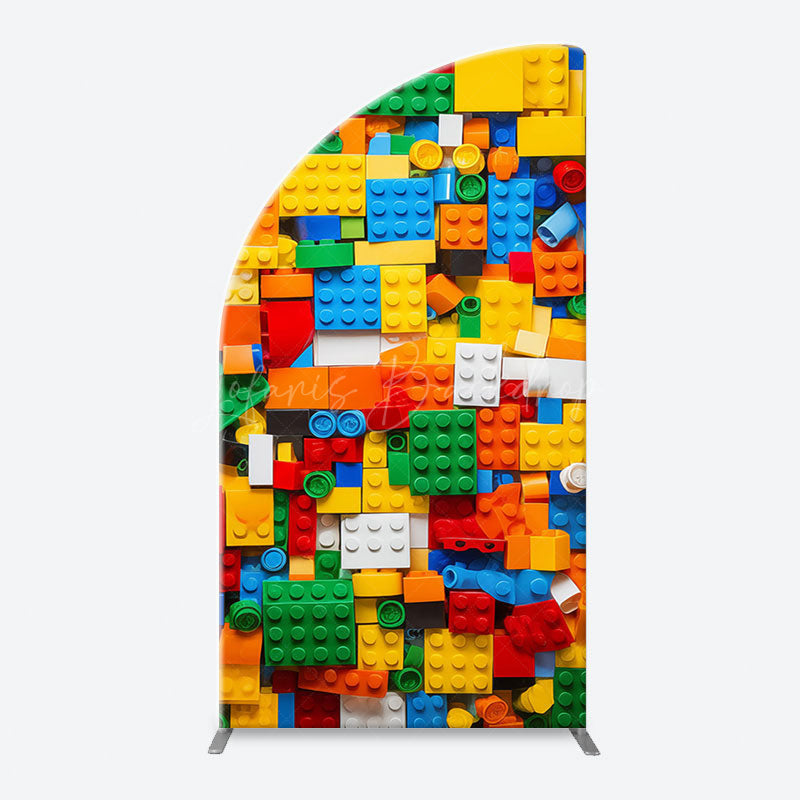 Lofaris Colorful Building Blocks Boy Arch Birthday Backdrop