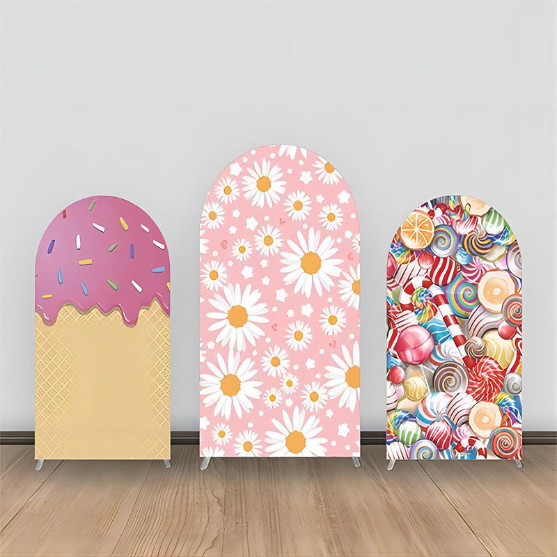 Lofaris Colorful Candy Cream Floral Party Arch Backdrop Kit