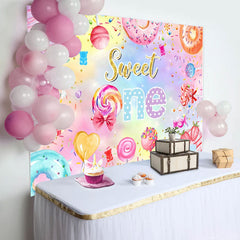 Lofaris Colorful Candy Donut Star 1st Birthday Backdrop