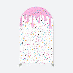 Lofaris Colorful Candy Pink Melted Cream White Arch Backdrop