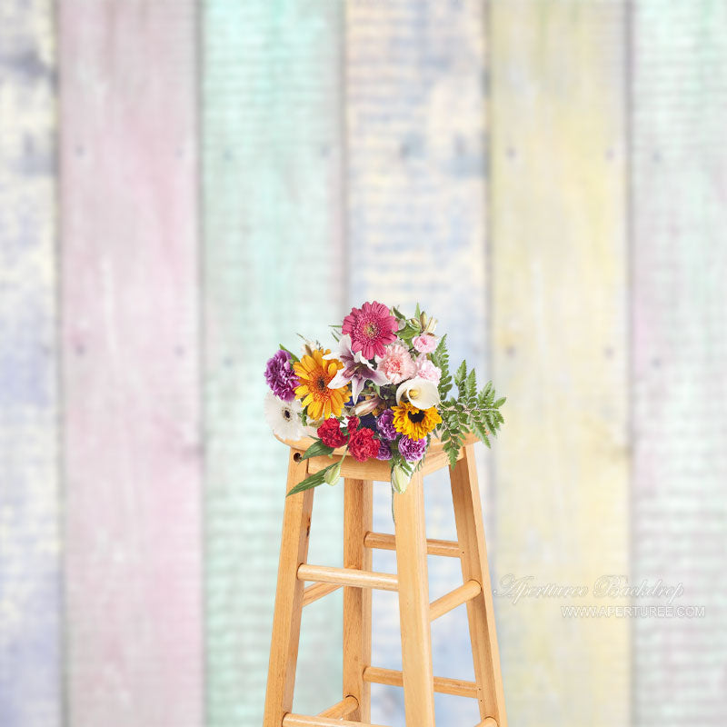 Lofaris Colorful Candy Wood Vertical Stripe Photo Backdrop