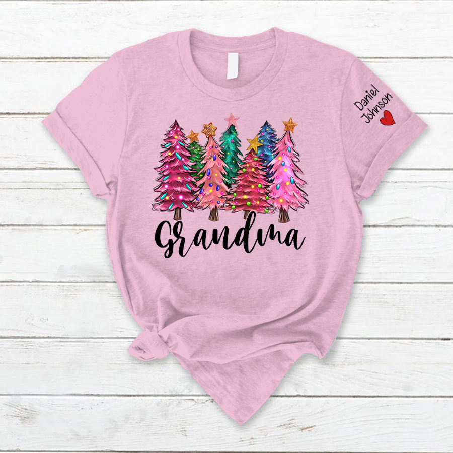 Lofaris Colorful Christmas Trees Love Grandma Kids T - Shirt