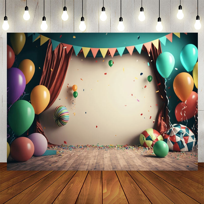 Lofaris Colorful Confetti Balloons 1st Birthday Backdrop