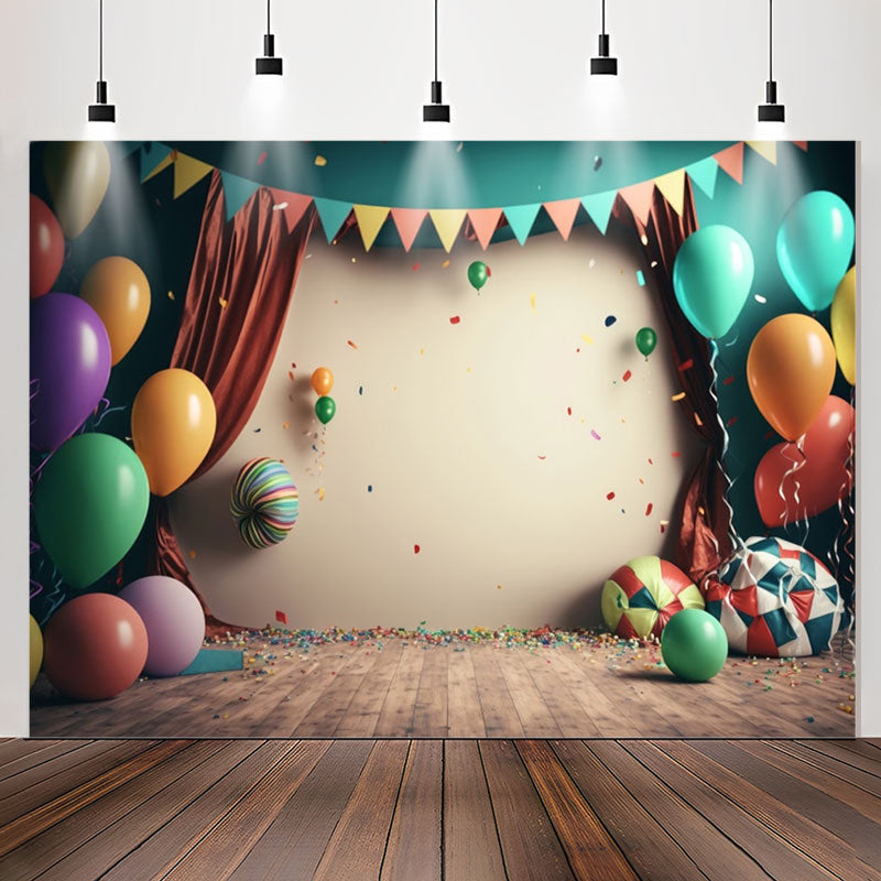 Lofaris Colorful Confetti Balloons 1st Birthday Backdrop