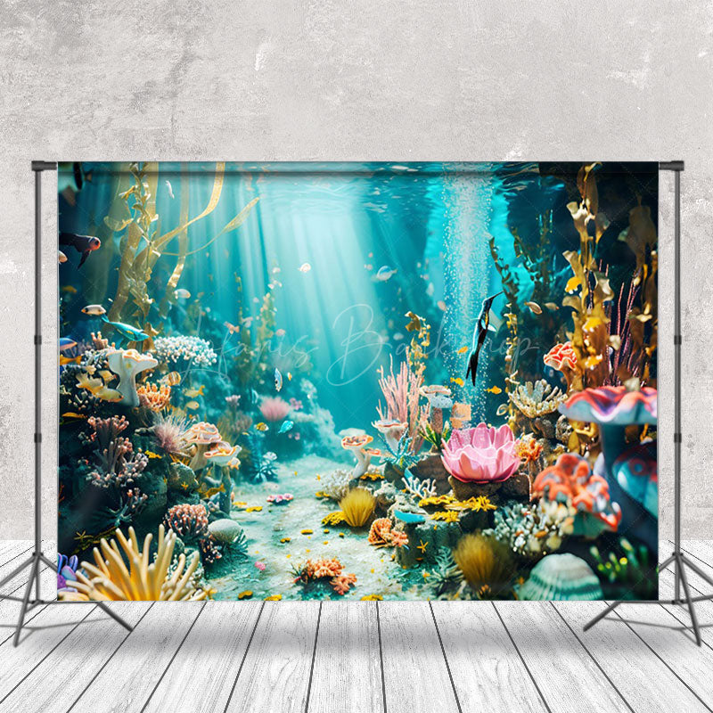 Lofaris Colorful Coral Seaweed Undersea Animals Backdrop
